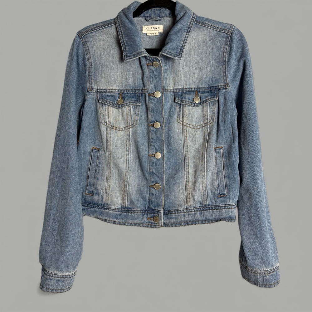 Ci Sono Light Blue Denim Jacket with Retro Nashville Graphic - Picture 6 of 9